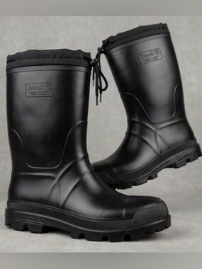Kanik Black Waterproof Rain Rubber Work Boots Men Size 10 I Women 11.5